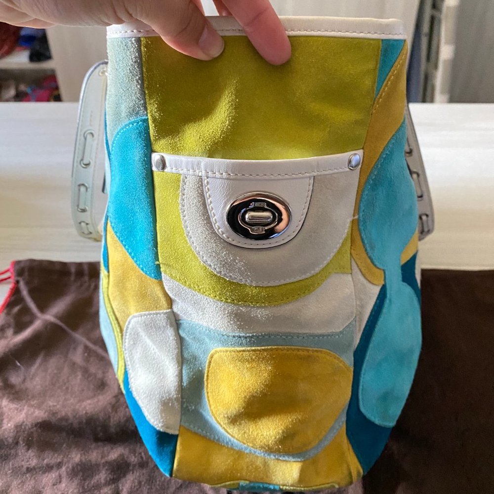 Coach Optic C Patchwork Suede Tote - image 3